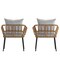 Merrick Lane Armon Set of Two Indoor/Outdoor Boho Style Open Weave Rattan Rope Patio Chairs with Cushions